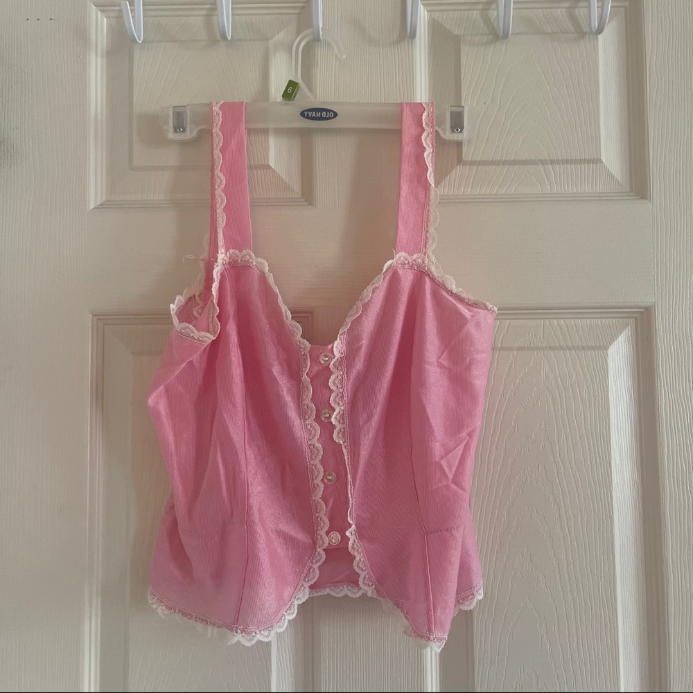 pink lace top